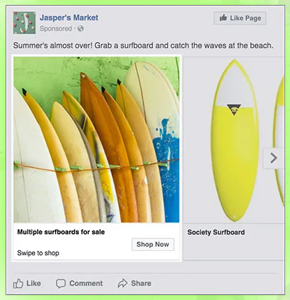 Facebook feed product ads