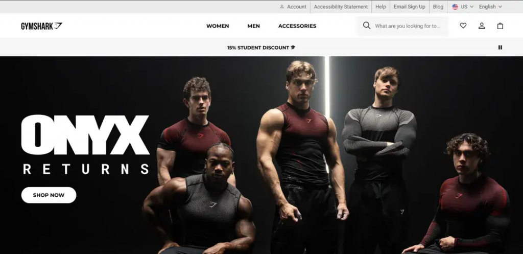 gymshark的网站首页
