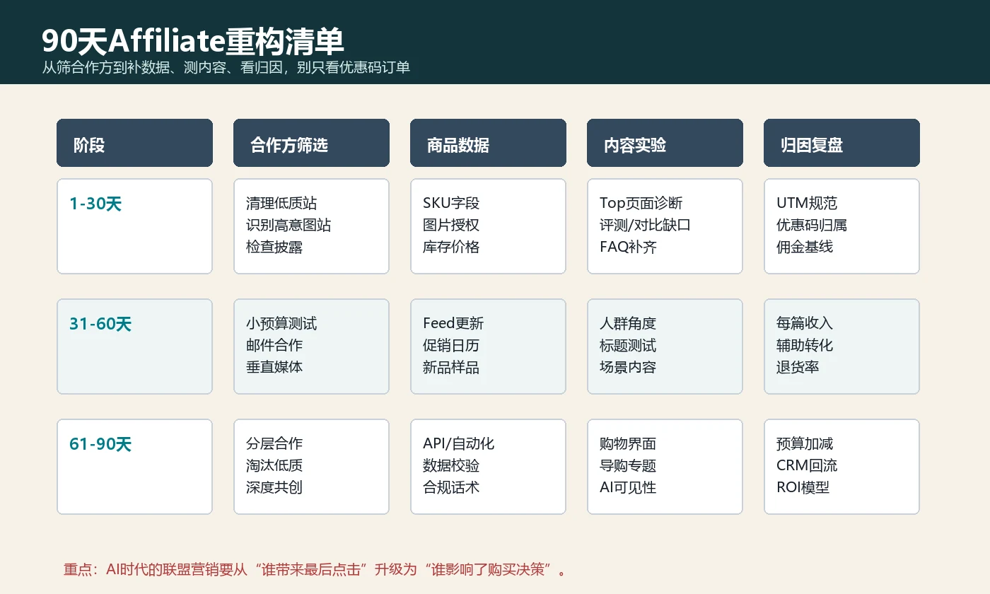 AI时代独立站Affiliate重构90天清单