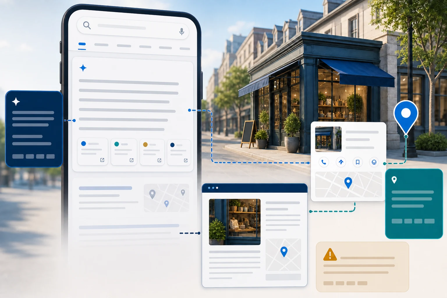 AI Overview答案、海外门店地图资料与独立站地区页之间的本地搜索可见性关系