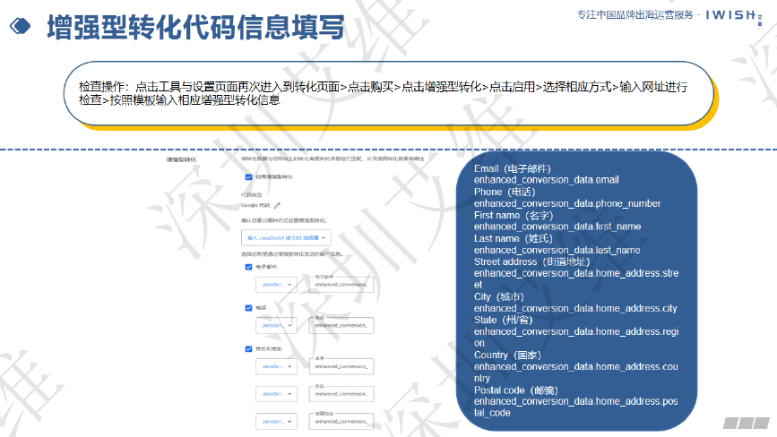 Google Ads 增强型转化设置预览